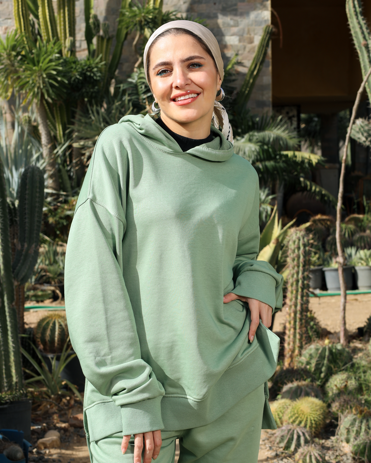 Everyday High and Low Hoodie-Mint Green
