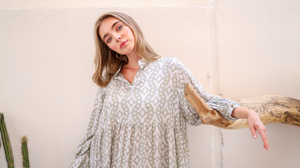 Dress Cotton green Boho