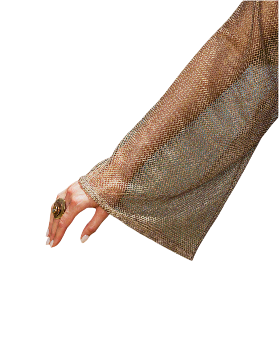 Ophelia Gold Fishnet Cardigan