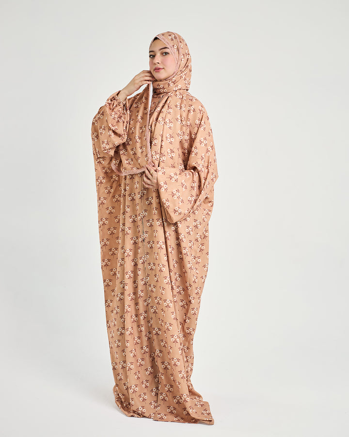 The Izmir Turkish Abaya - Floral Zip-Front Crepe