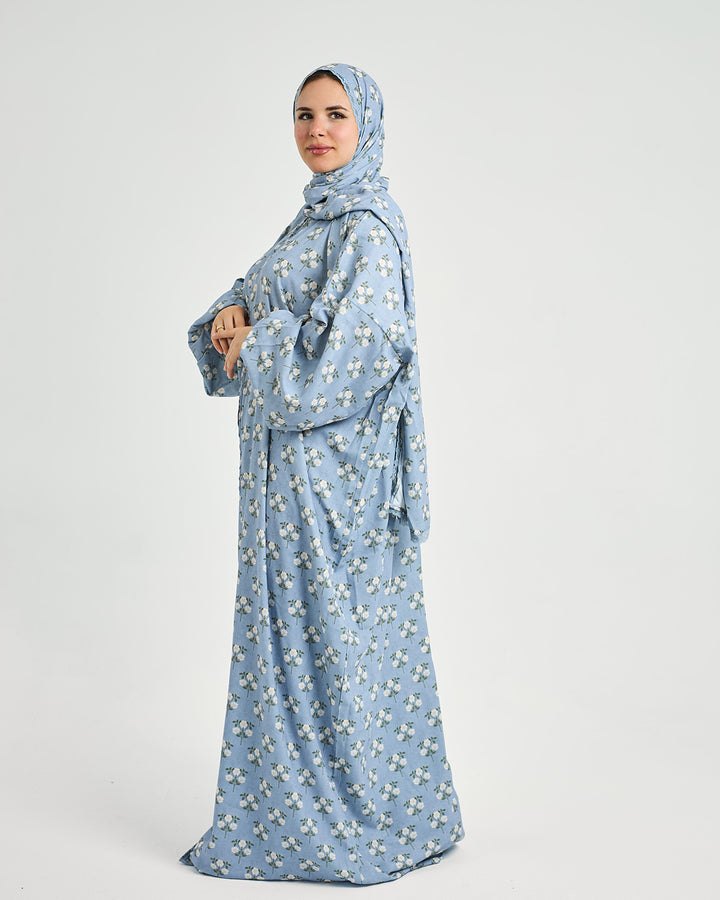 The Izmir Turkish Abaya - Floral Zip-Front Crepe