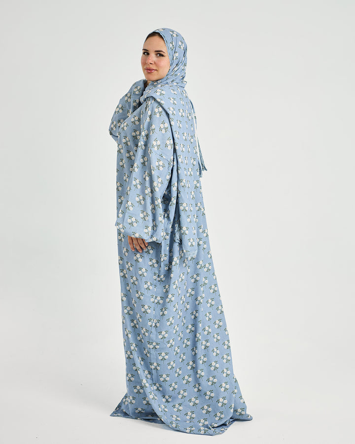 The Izmir Turkish Abaya - Floral Zip-Front Crepe