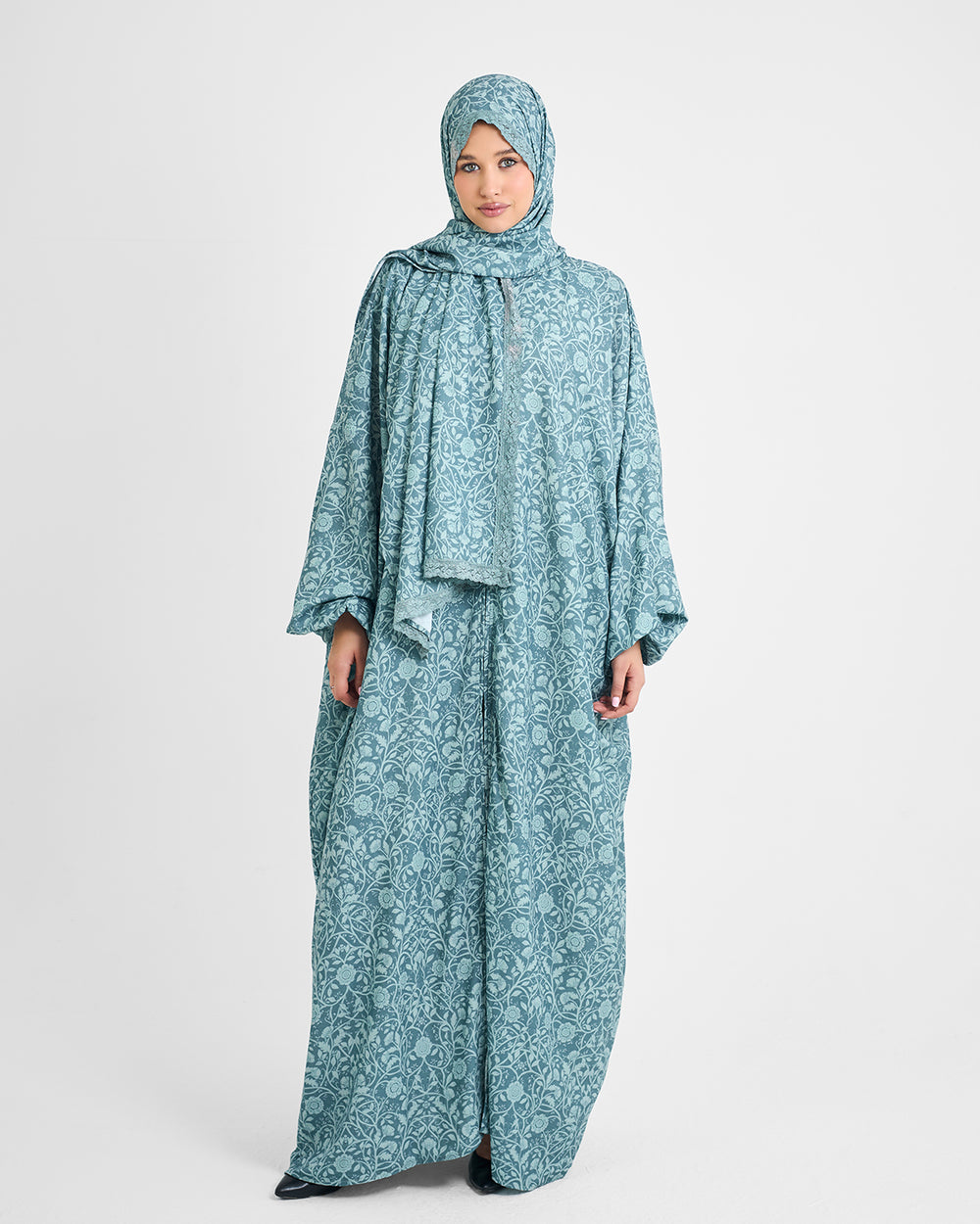 Azure Turkish Isdal — azure blue printed crepe prayer isdal, La Festiva
