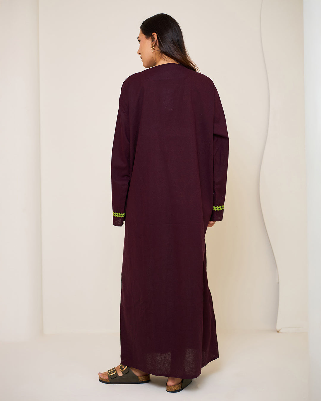 Embroidered Linen Kaftan Dress - Athena