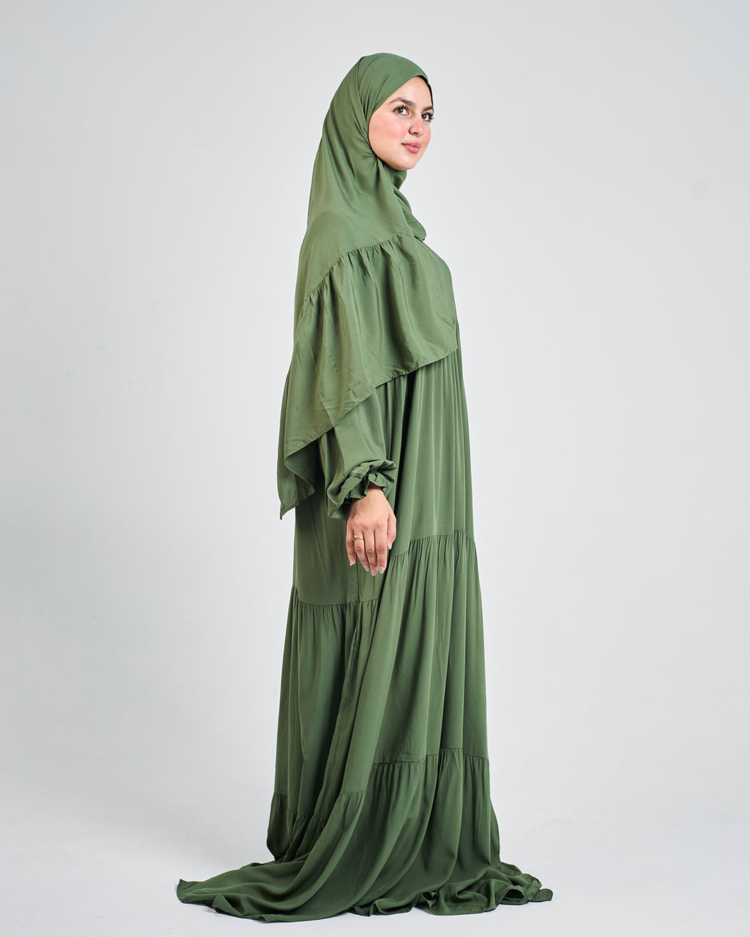 Olive Green Dress Essdal-Viscose Cotton