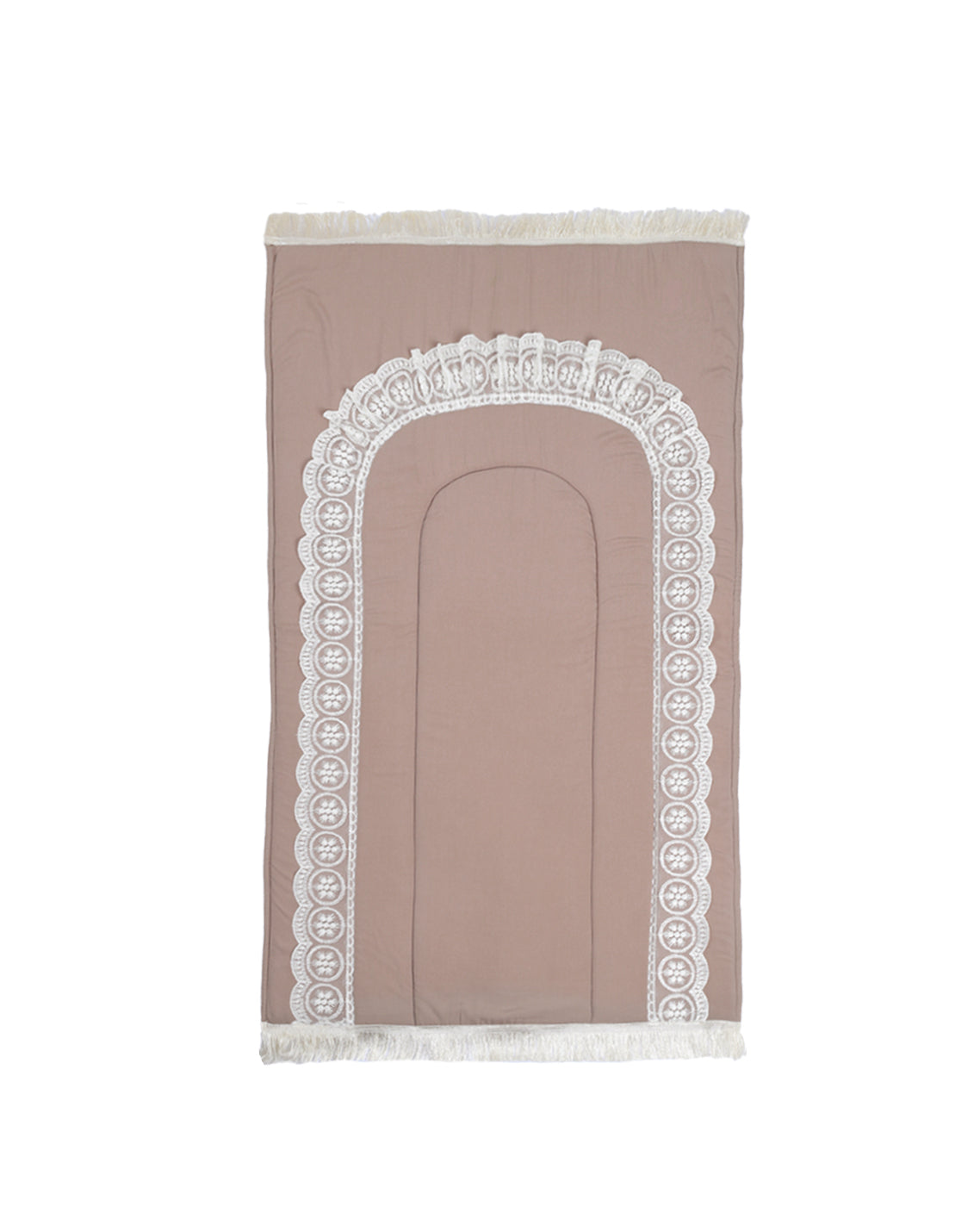 Nude Beige Lace Embroidered Prayer Mat