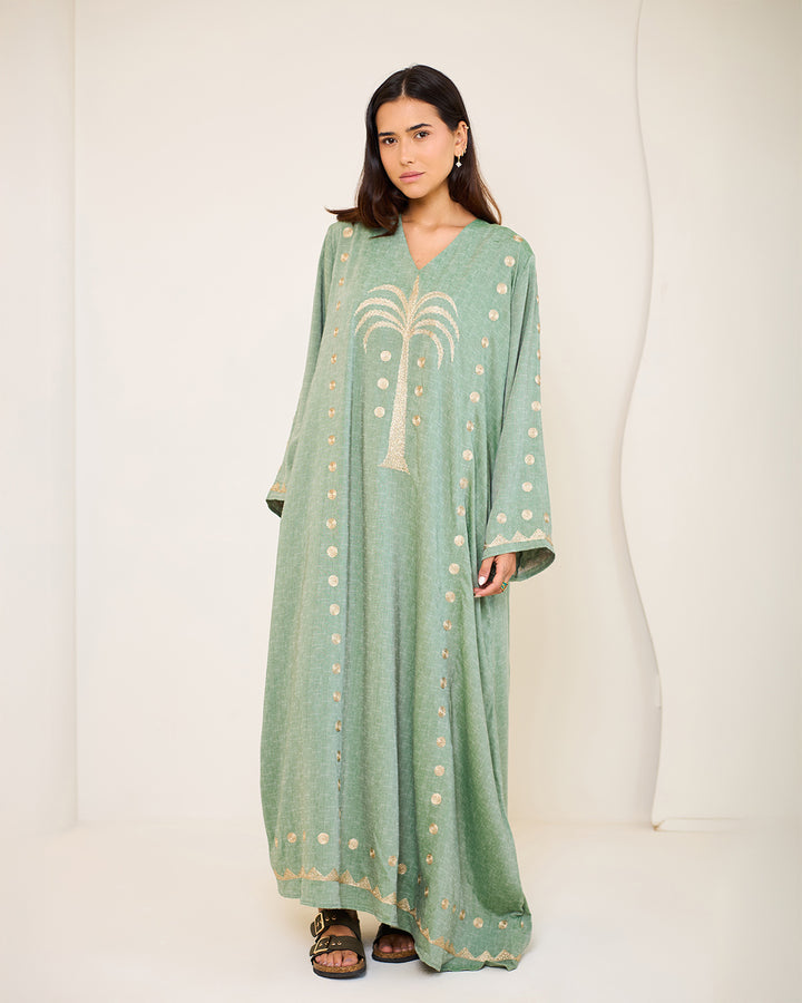Embroidered Cotton Kaftan Dress - Tamara