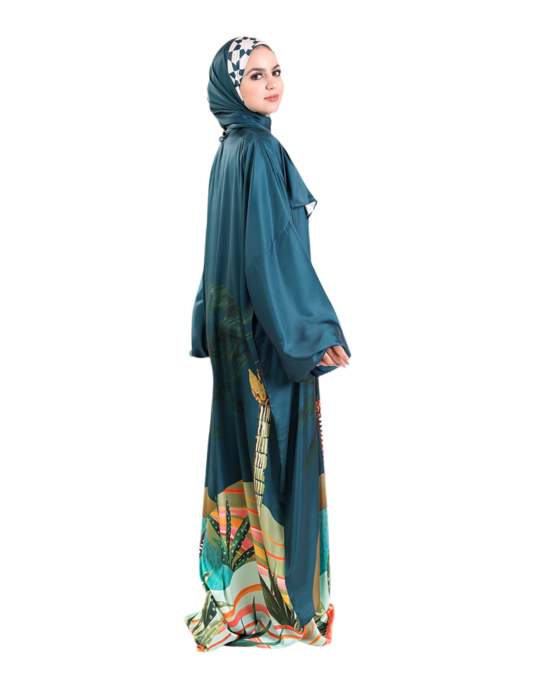 Teal Desert View silk satin Esdal