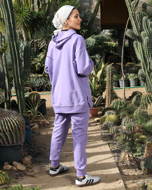 Everyday High and Low Hoodie-Lavender