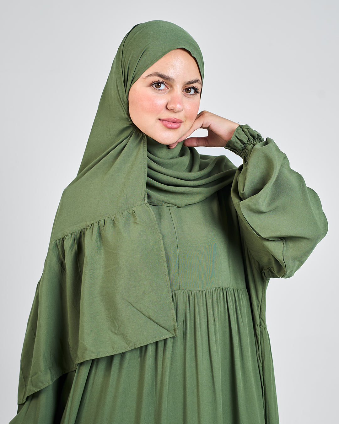 Olive Green Dress Essdal-Viscose Cotton