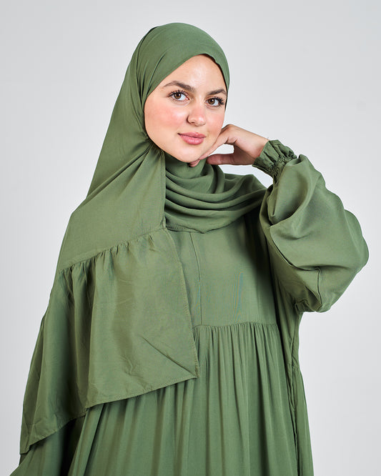 Olive Green Dress Essdal-Viscose Cotton