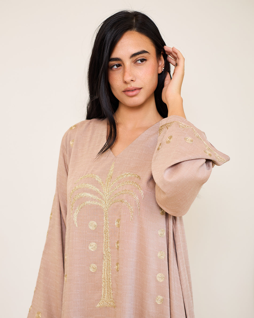 Embroidered Cotton Kaftan Dress - Tamara