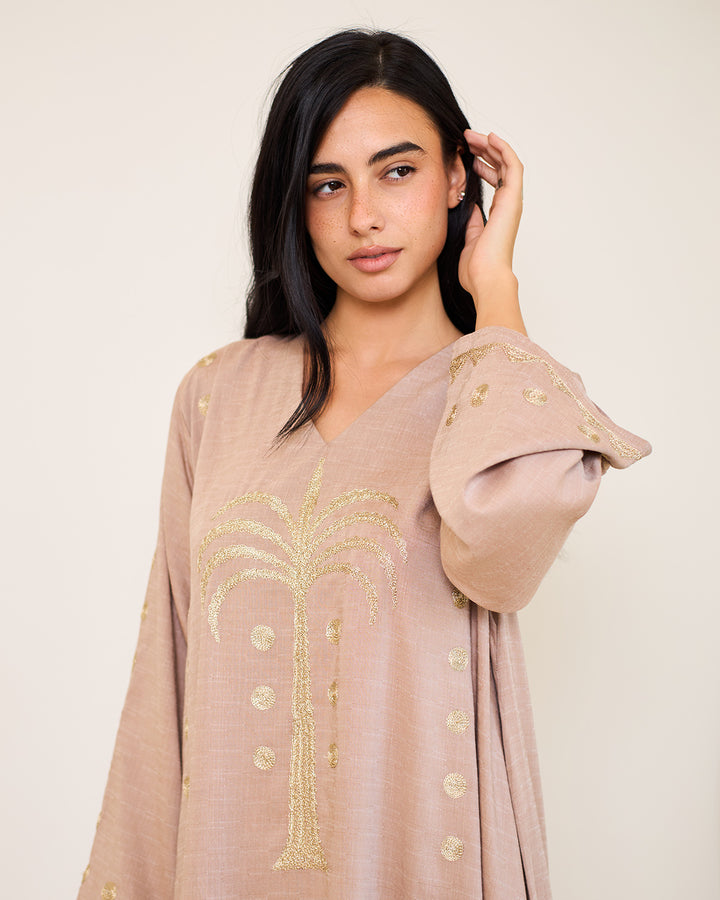 Embroidered Cotton Kaftan Dress - Tamara