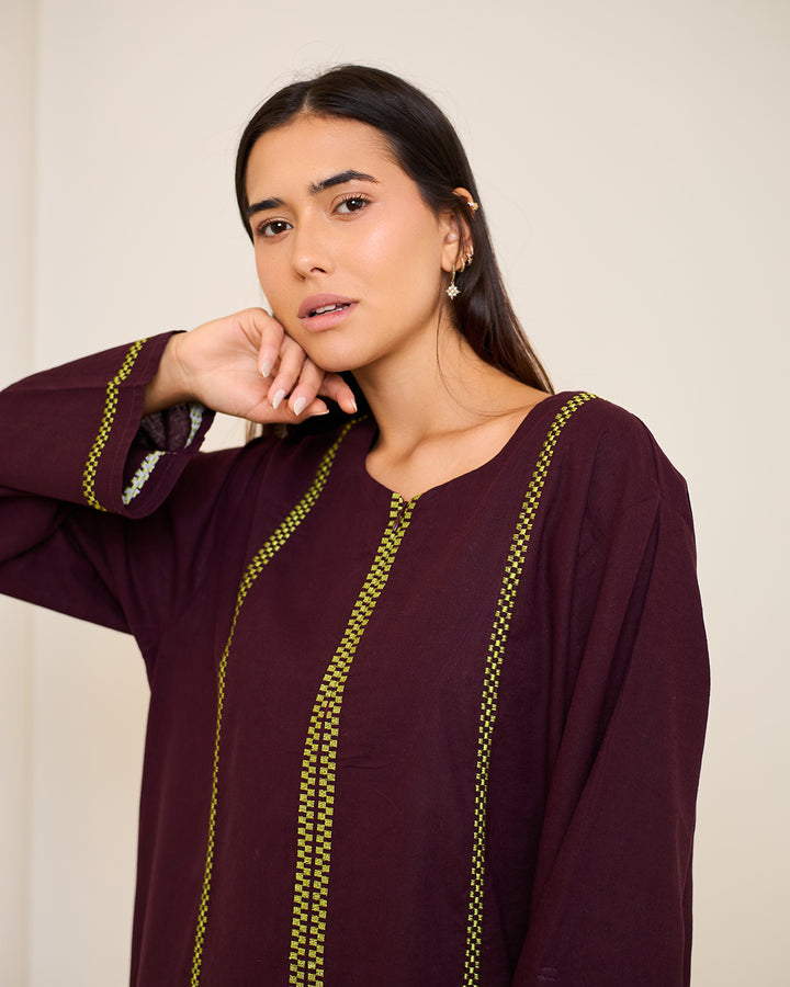 Embroidered Linen Kaftan Dress - Aphrodite