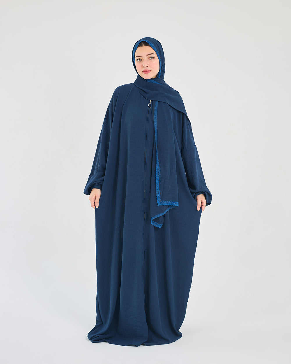Plain Turkish abaya in Navy — solid crepe modest wear, La Festiva