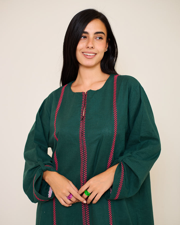 Embroidered Linen Kaftan Dress - Aphrodite