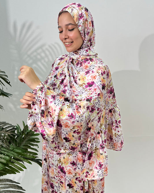 Purple Garden silk satin essdal