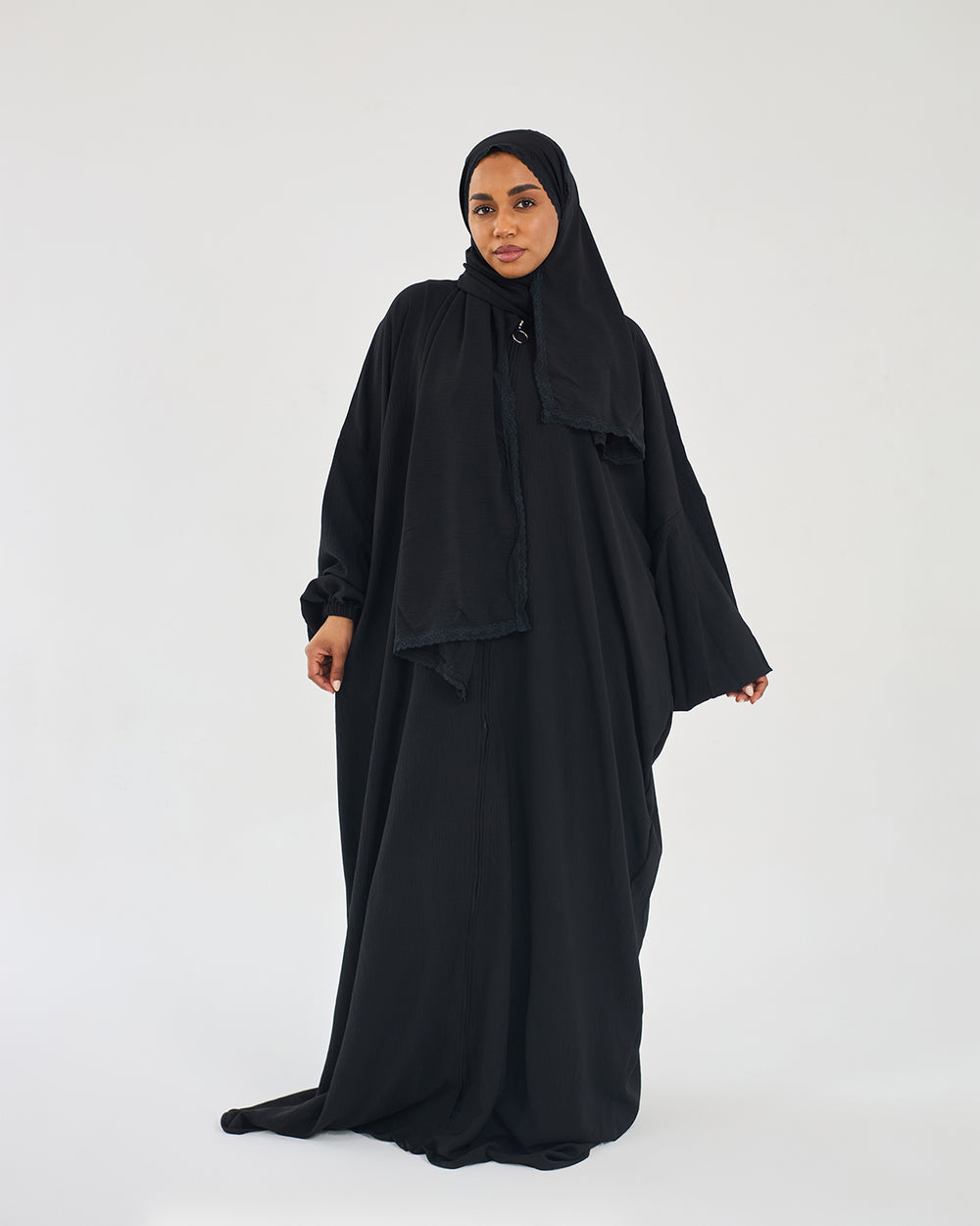 Plain Turkish abaya in Black — solid crepe modest wear, La Festiva