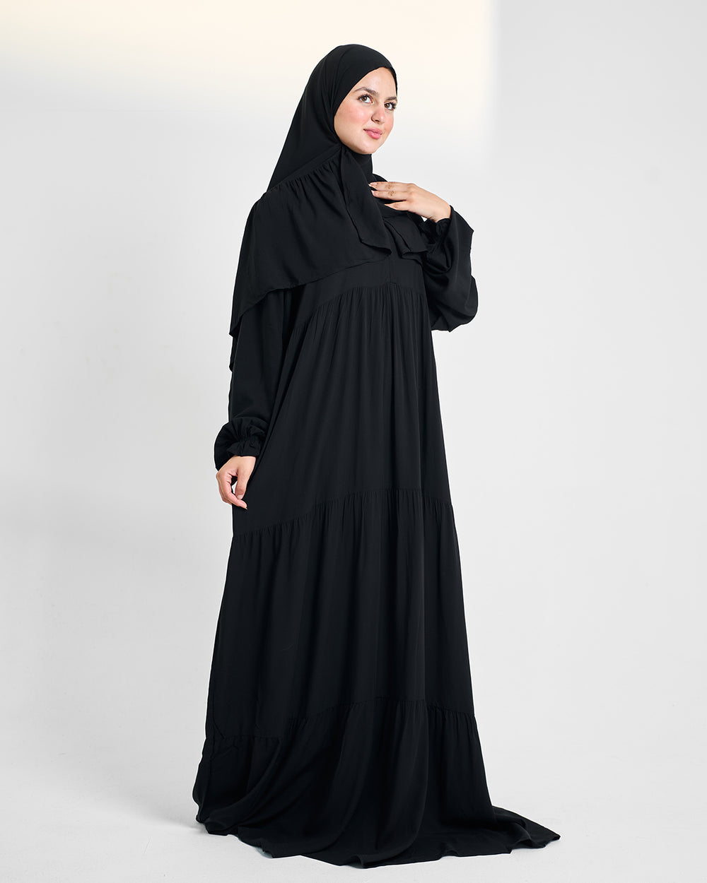 Dress Isdal in Black — soft viscose cotton prayer isdal, La Festiva