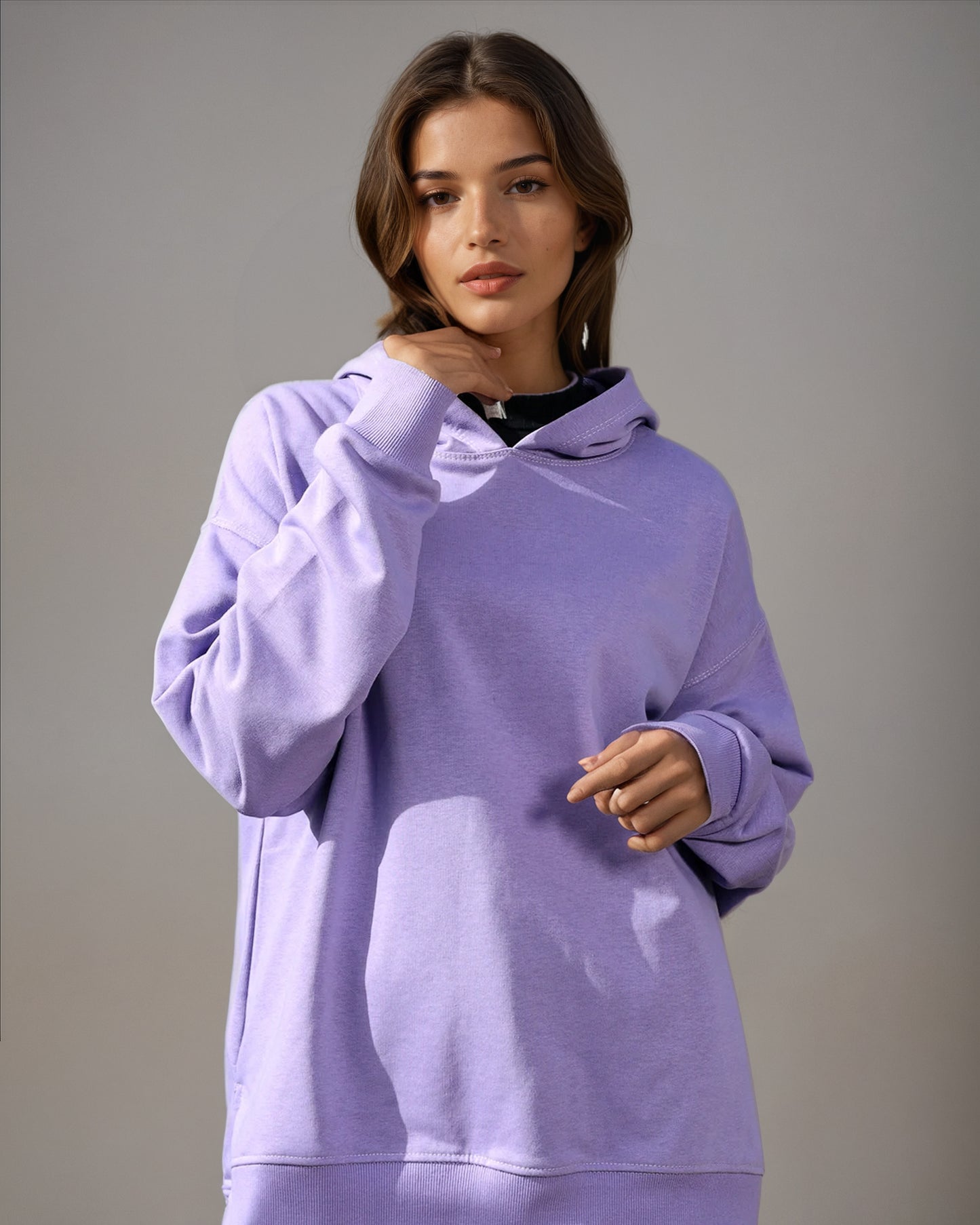 Everyday High and Low Hoodie-Lavender