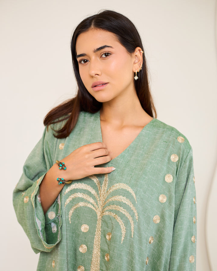 Embroidered Cotton Kaftan Dress - Tamara