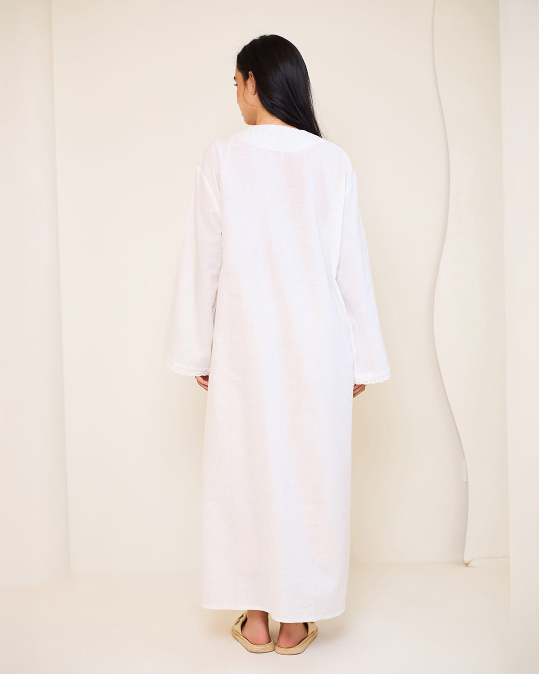 Embroidered Linen Kaftan Dress - Asiya