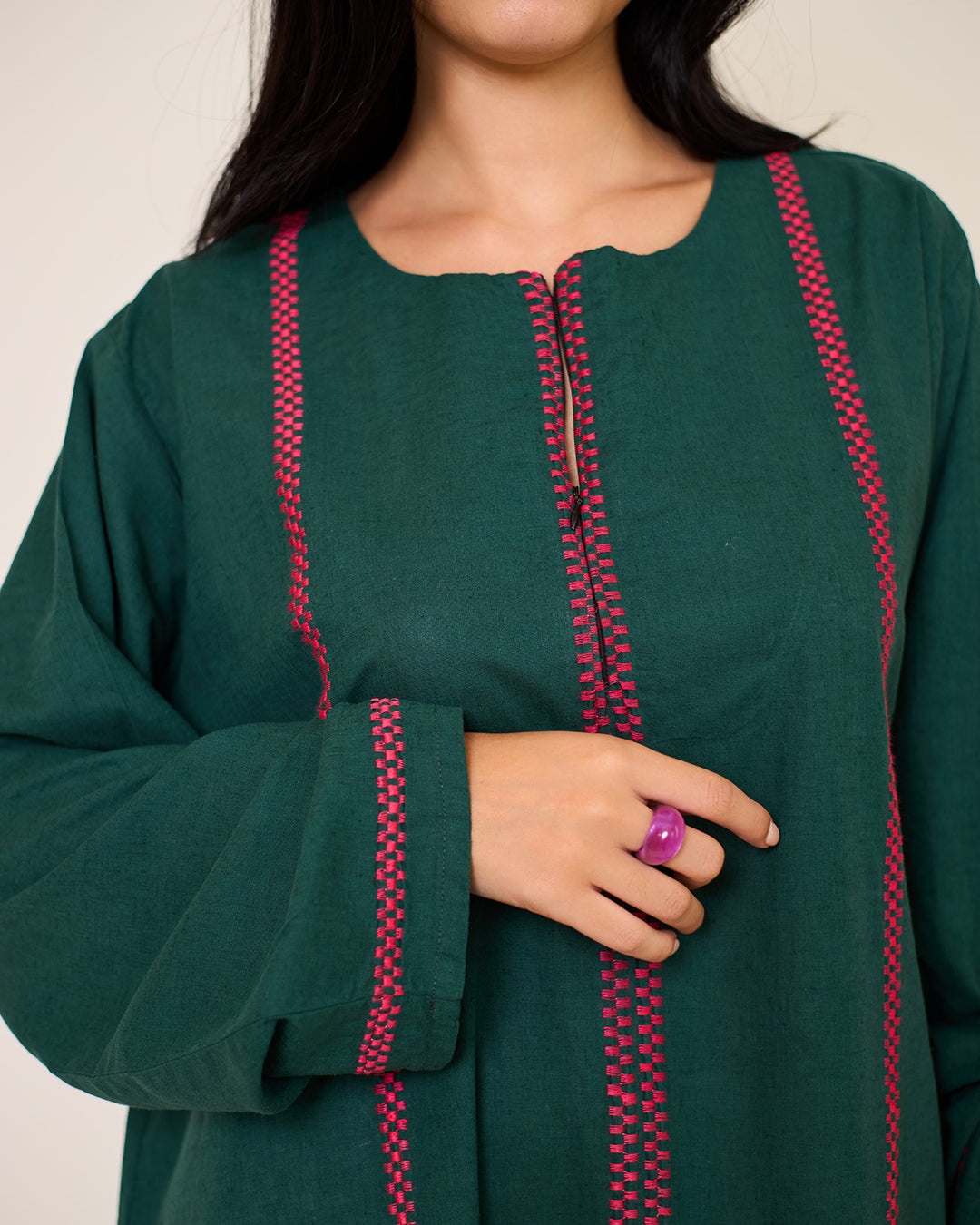 Embroidered Linen Kaftan Dress - Aphrodite