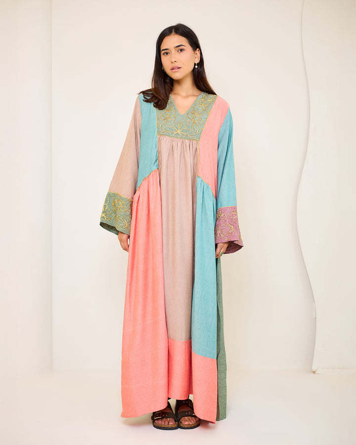 Isadora – Pure Cotton Patchwork Dress (Cool Tones Edition)