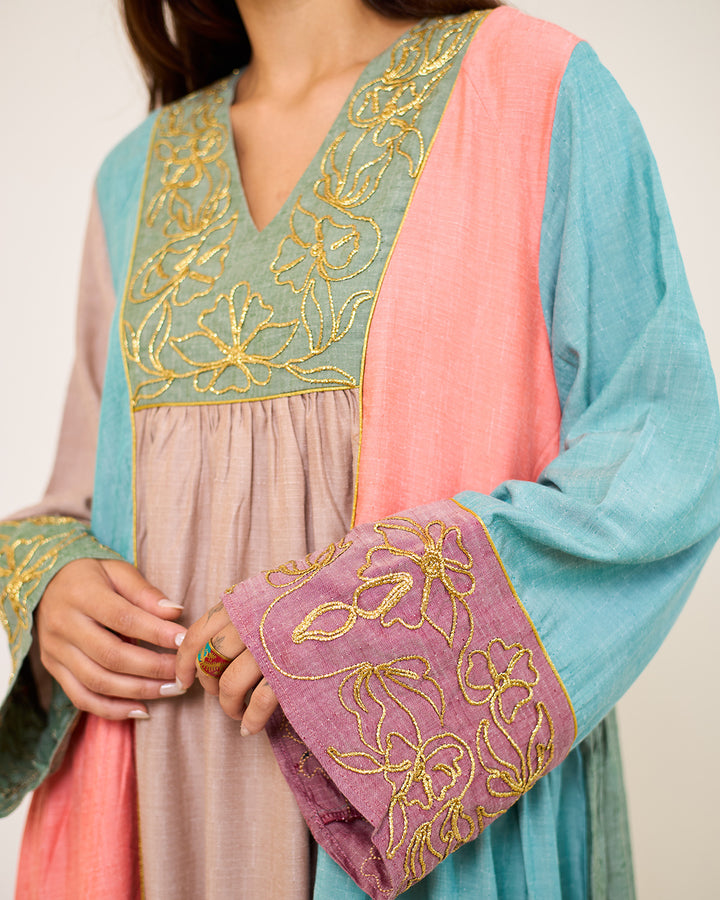 Isadora – Pure Cotton Patchwork Dress (Cool Tones Edition)