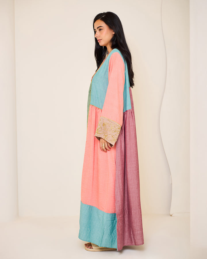 Isadora – Pure Cotton Patchwork Dress (Cool Tones Edition)