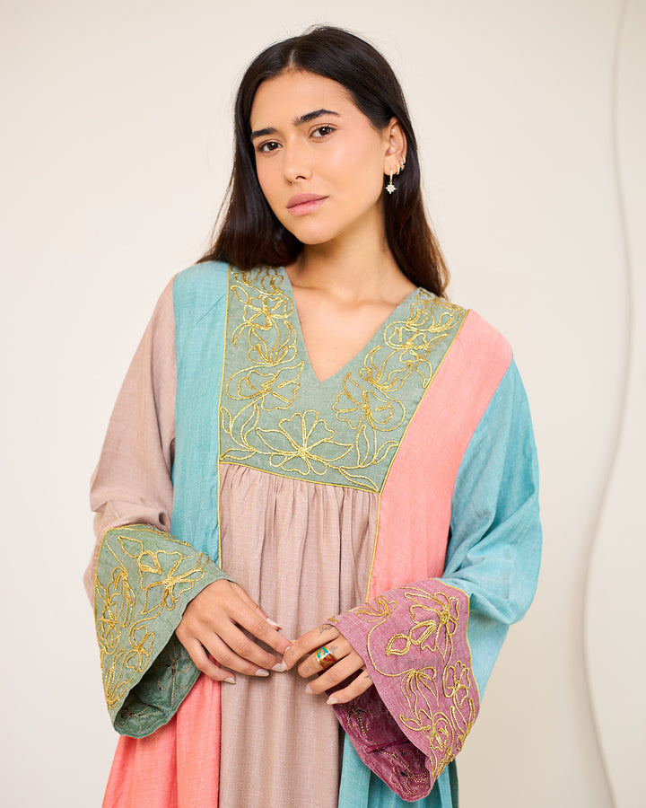 Isadora – Pure Cotton Patchwork Dress (Cool Tones Edition)