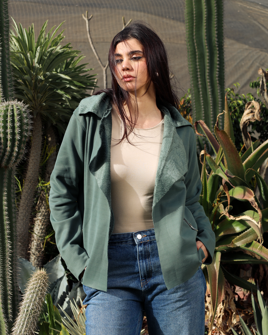 No threads jacket-Olive Green