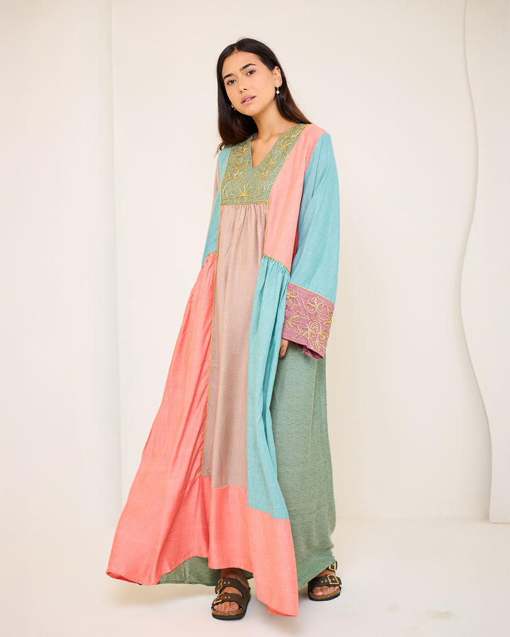 Isadora – Pure Cotton Patchwork Dress (Cool Tones Edition)