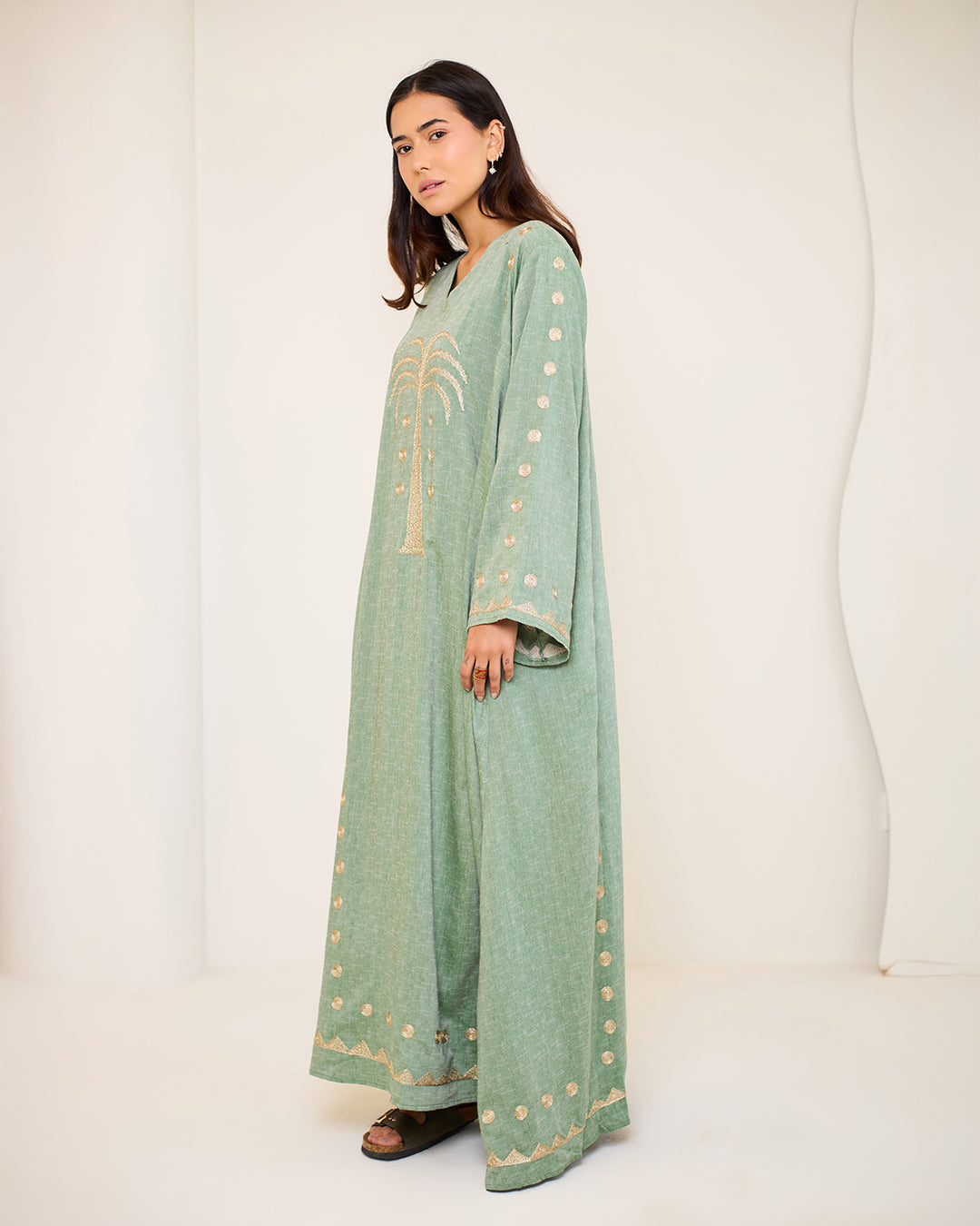 Embroidered Cotton Kaftan Dress - Tamara