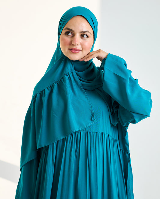 Bright Teal Dress Essdal - Viscose Cotton
